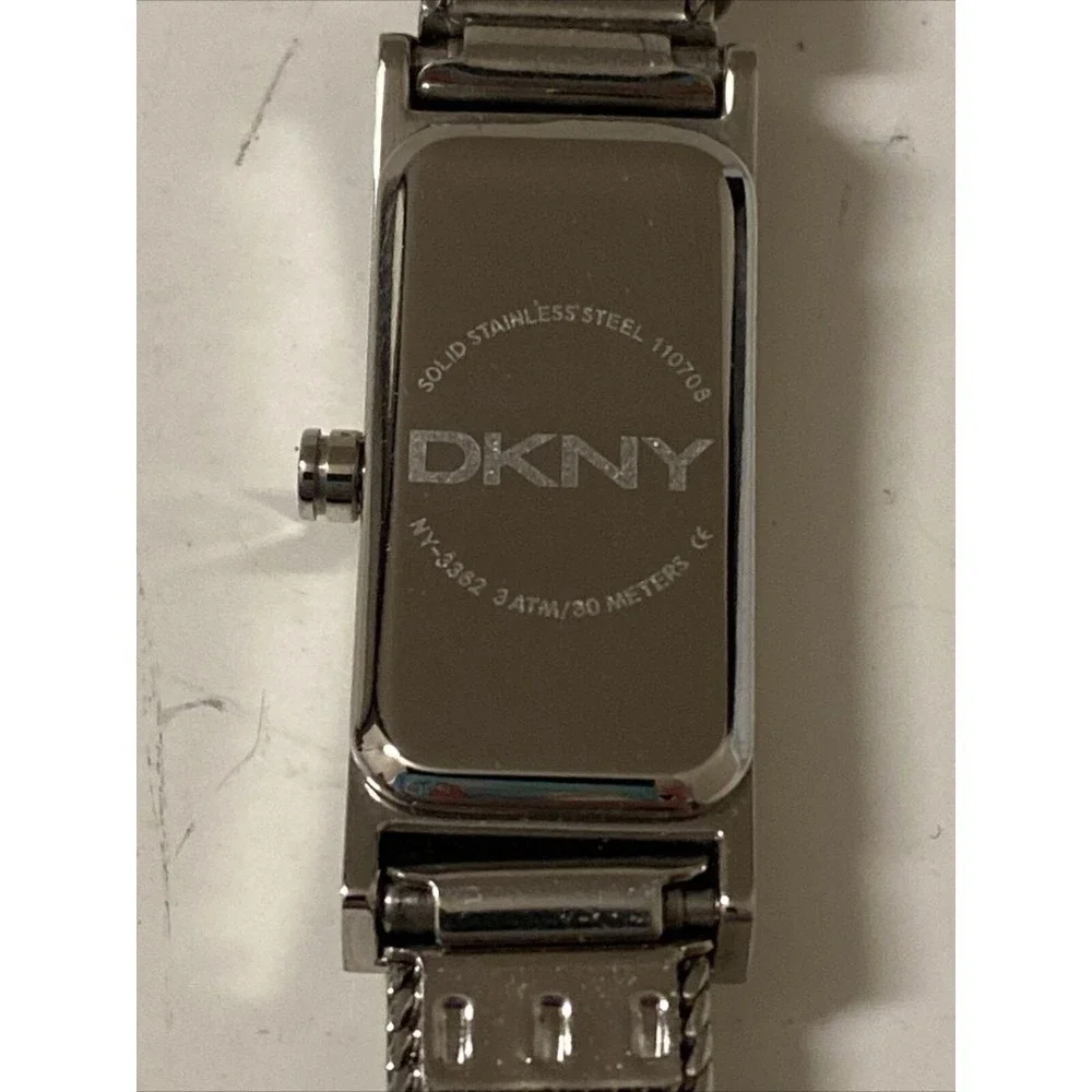 DKNY Watch 3362 Women Silver Tone Rectangle Case Mesh Band 30M‎ *Needs Battery*